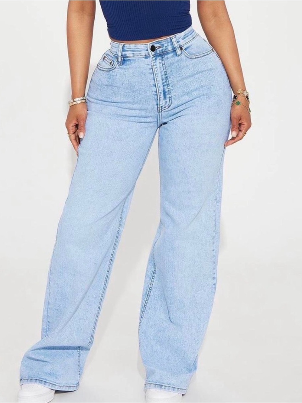 Fashion Nova Light Blue High-Rise Wide Leg Jeans